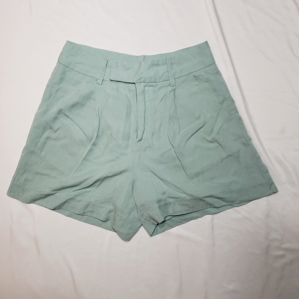 Forever 21 Green Bermuda Shorts with Pleated Front